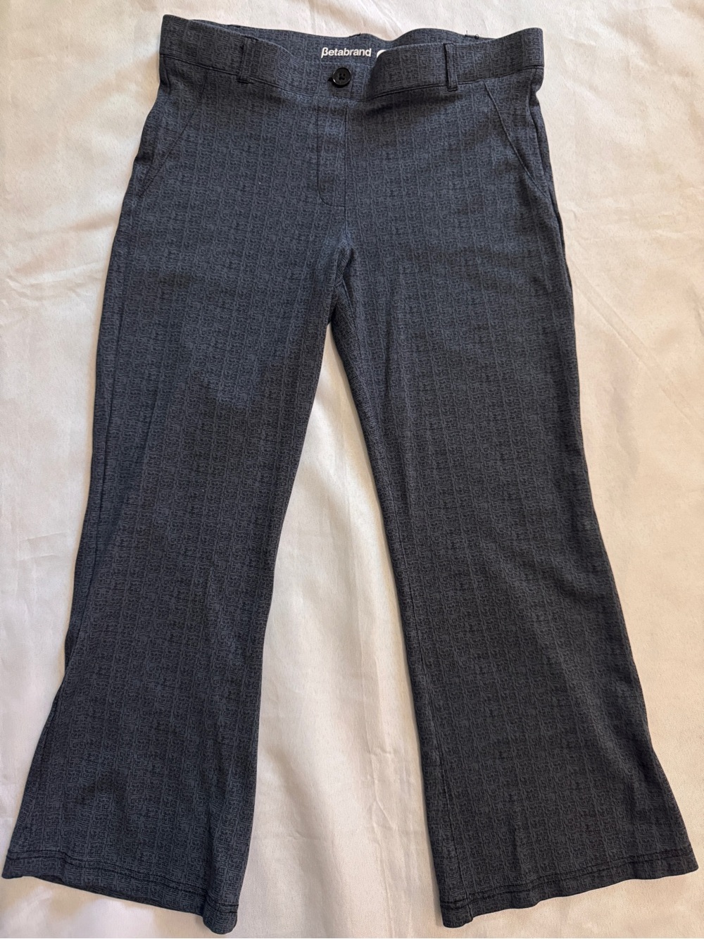 Betabrand Classic Dress Pant Yoga Pant Oblique Geometric Pattern Pockets Petite